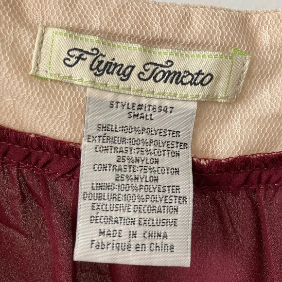 Flying Tomato Red Boho Chic Loose Fit Red Short Sleeves Small Top - Picture 5 of 7